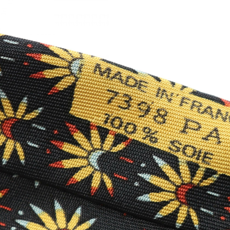 愛馬仕男士真絲領帶，黑色、黃色、橙色多色，二手。-6