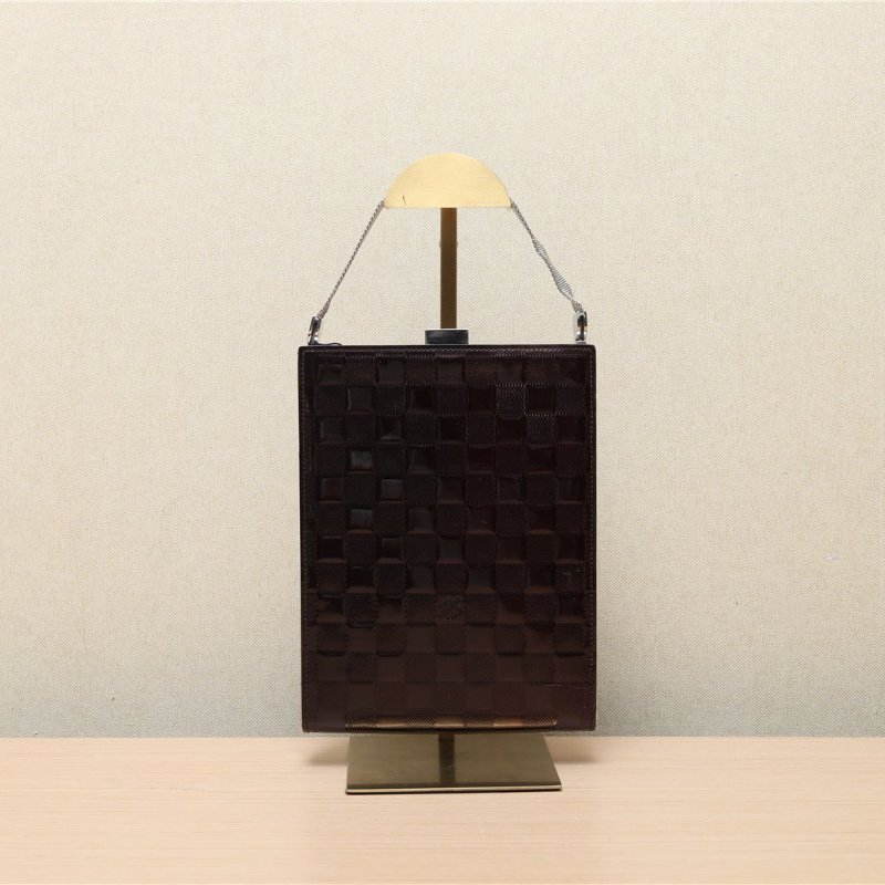 二手 漆皮盒子手提包 车厘子紅-0