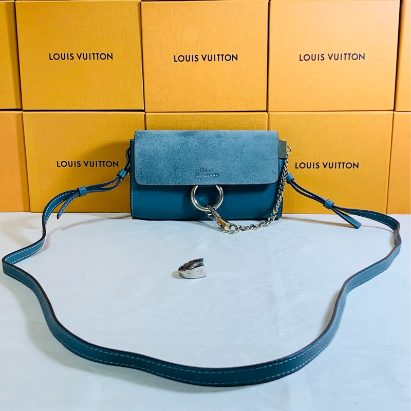 ✨經典甜價 Chloé 蔻依 超美藍灰小肩背包 斜背包-0