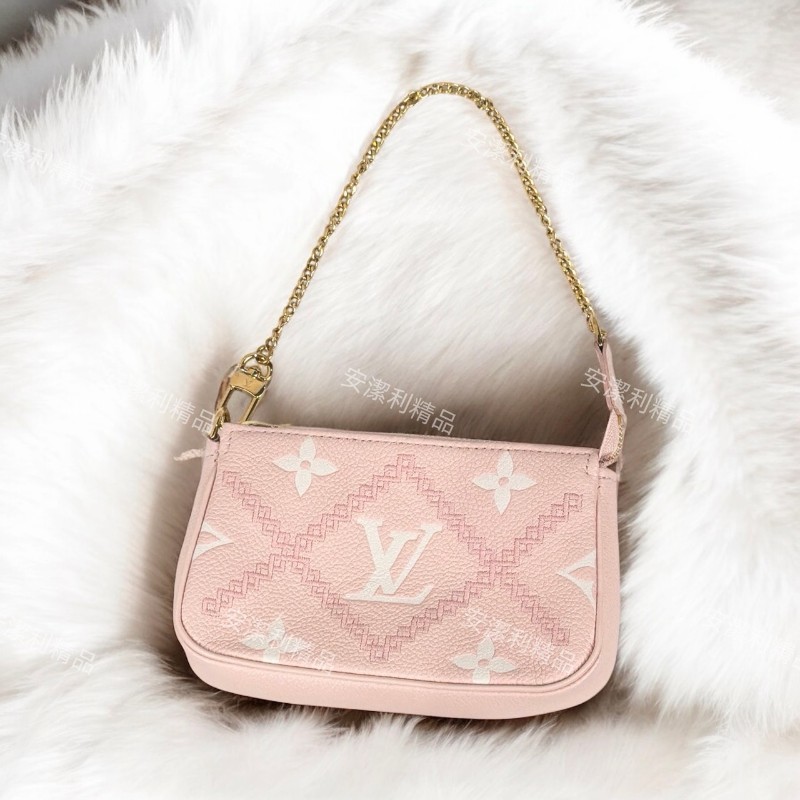 莉亞精品♡LV 限量款小麻將 粉色刺繡 全新閒置-0