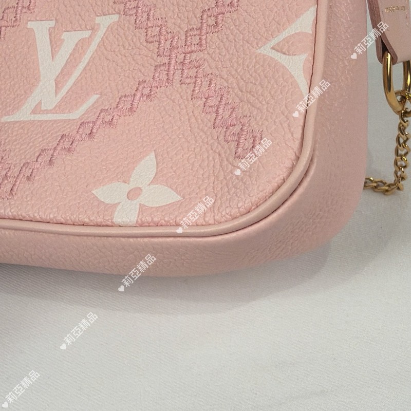 莉亞精品♡LV 限量款小麻將 粉色刺繡 全新閒置-11