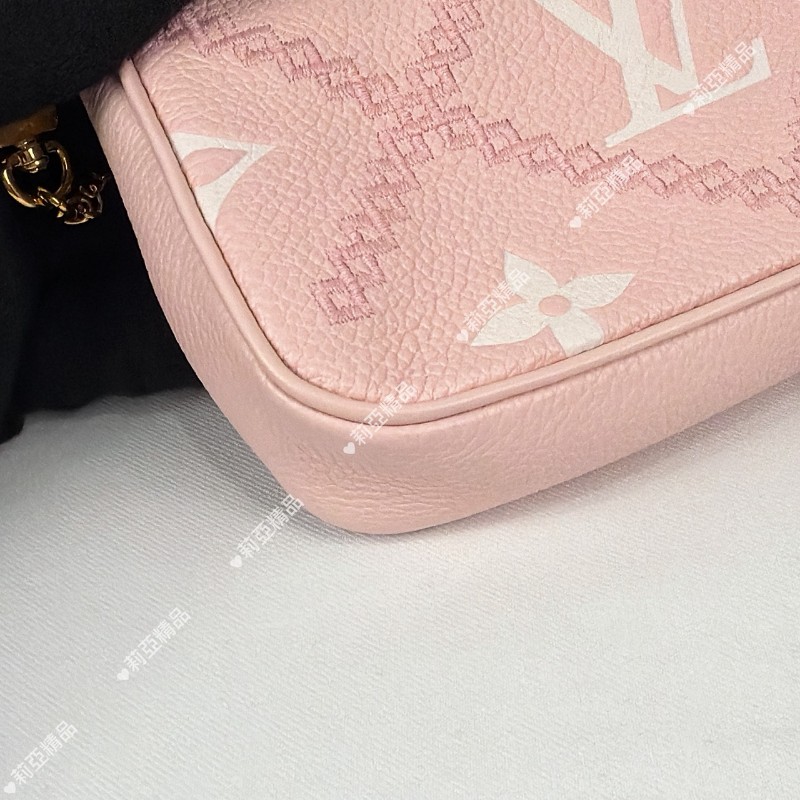 莉亞精品♡LV 限量款小麻將 粉色刺繡 全新閒置-12