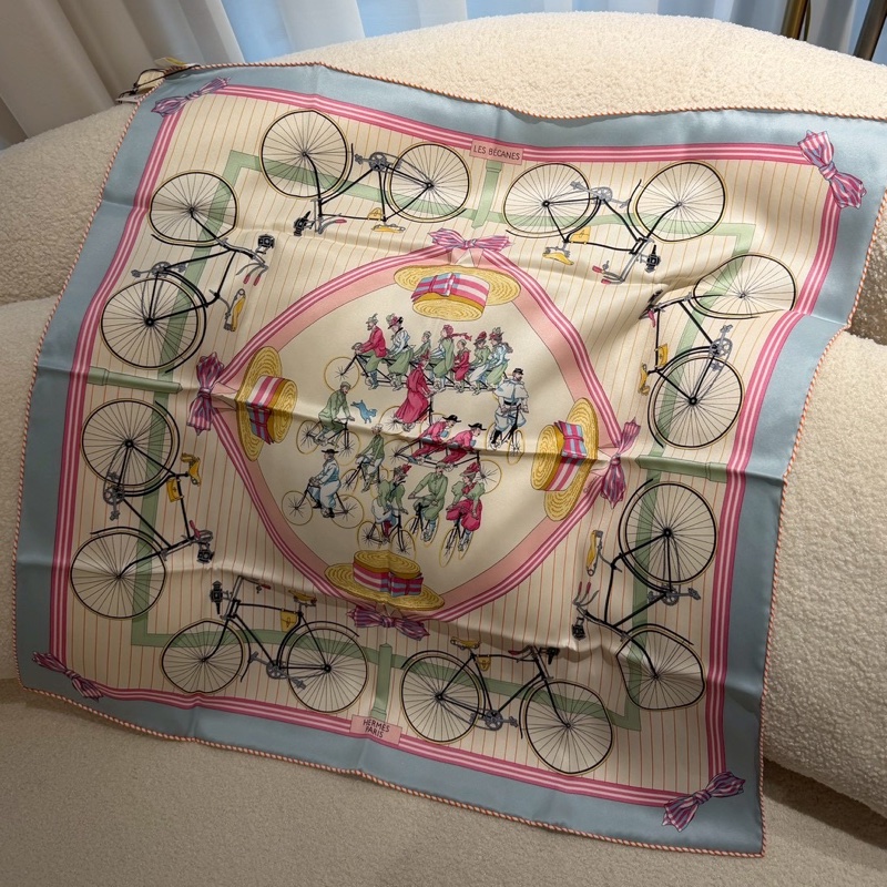 HERMES Les Becanes 自行車絲巾 全新品-0