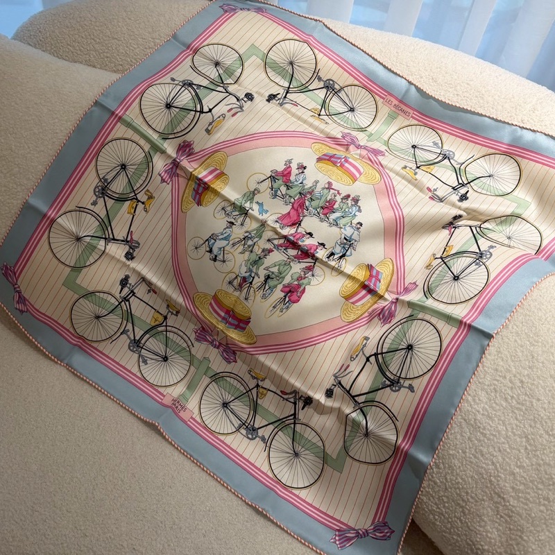 HERMES Les Becanes 自行車絲巾 全新品-3