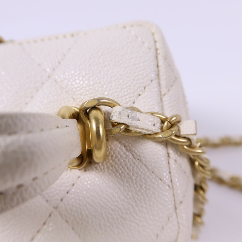 CHANEL 牛皮皮革Mini Chain Shoulder金扣手挽肩背兩用袋-17