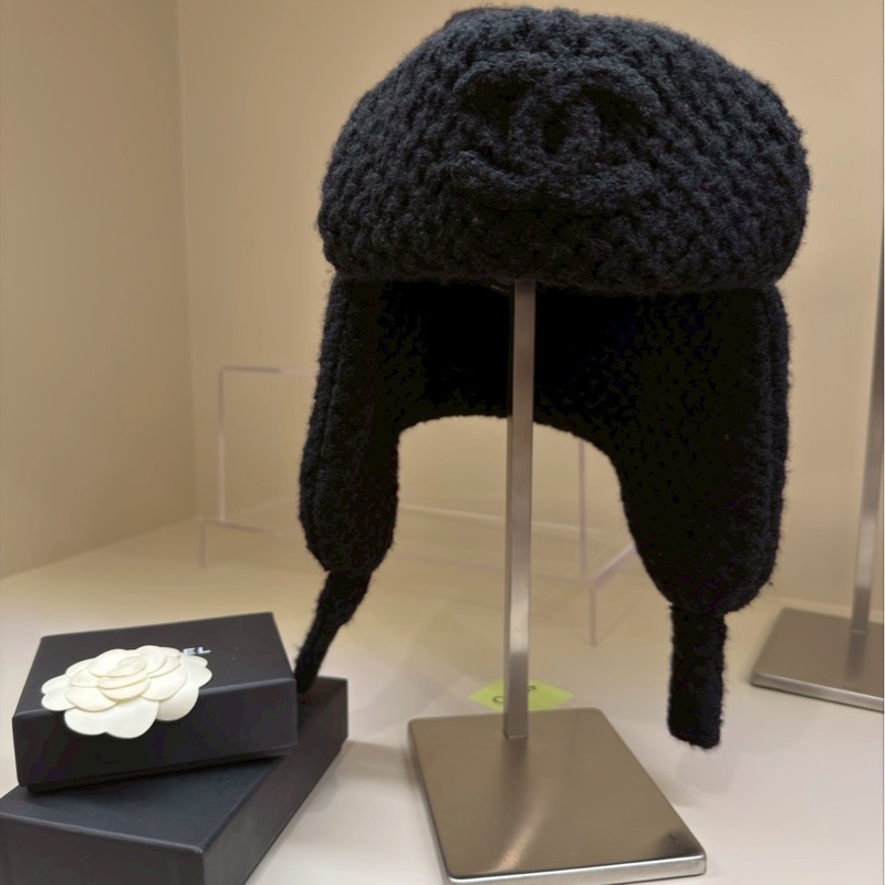 CHANEL 黑色飛行員毛帽 全新品-0