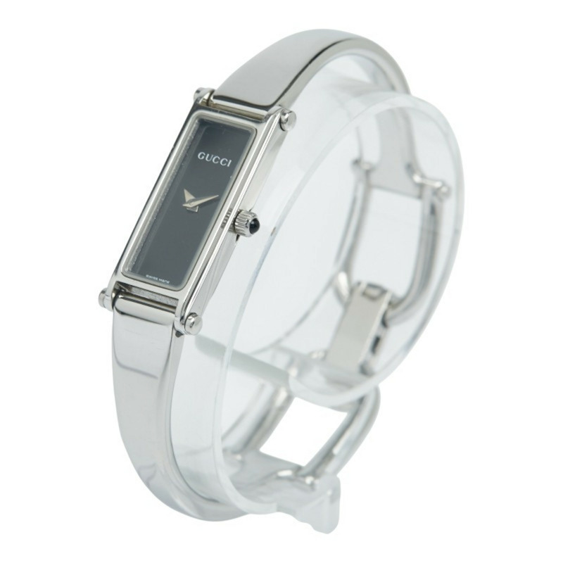 Gucci 女士石英手鐲腕錶 1500L 黑色錶盤 不鏽鋼錶殼-1