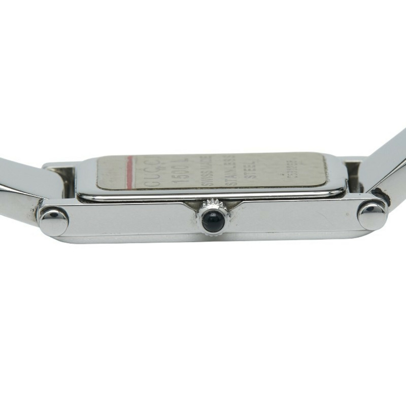 Gucci 女士石英手鐲腕錶 1500L 黑色錶盤 不鏽鋼錶殼-4