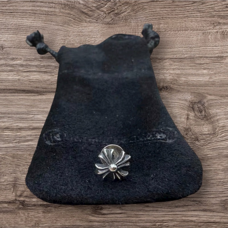 Chrome Hearts 克羅心 十字花純銀耳釘 小號-0
