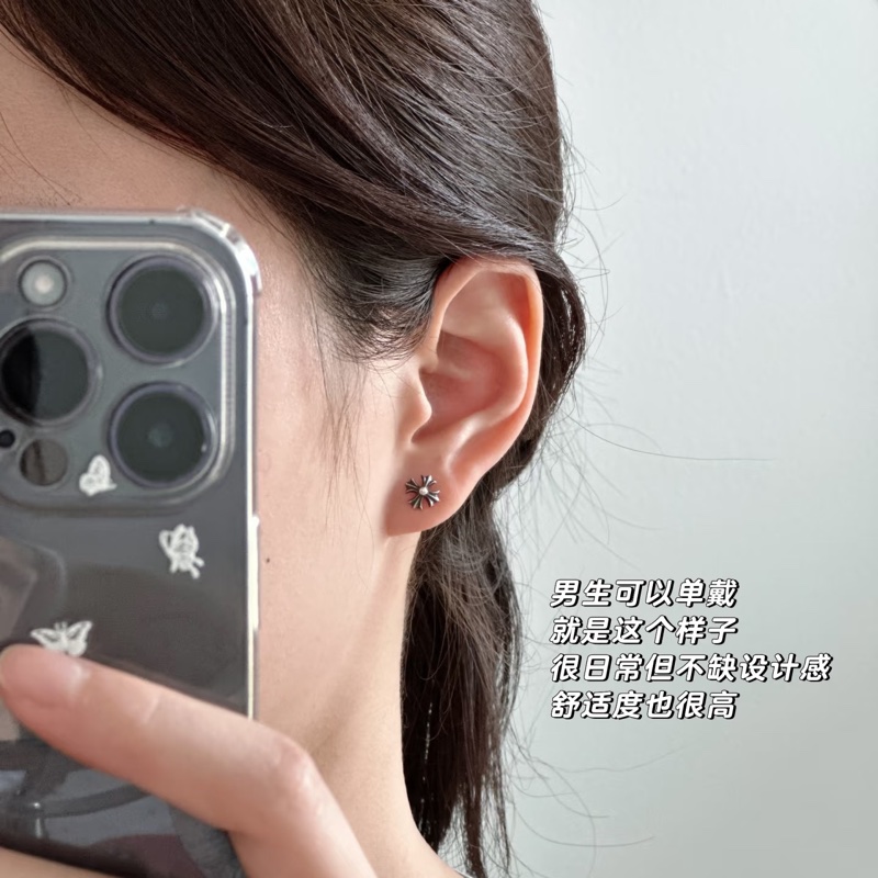 Chrome Hearts 克羅心 十字花純銀耳釘 小號-2