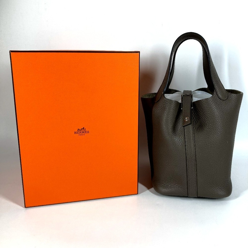 愛馬仕 Picotin Lock PM 手提包，Taurillon Clemence 皮革，Etain 灰色，女士款-15