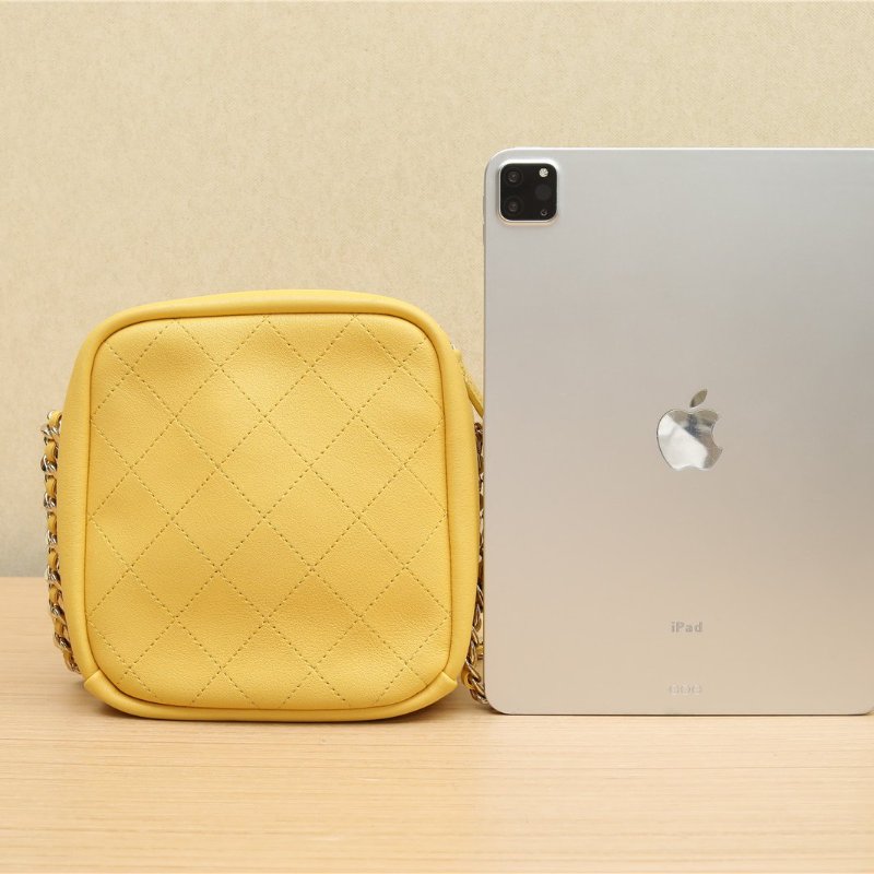 相機包 方形包 鏈條邊 黃色 26開-1