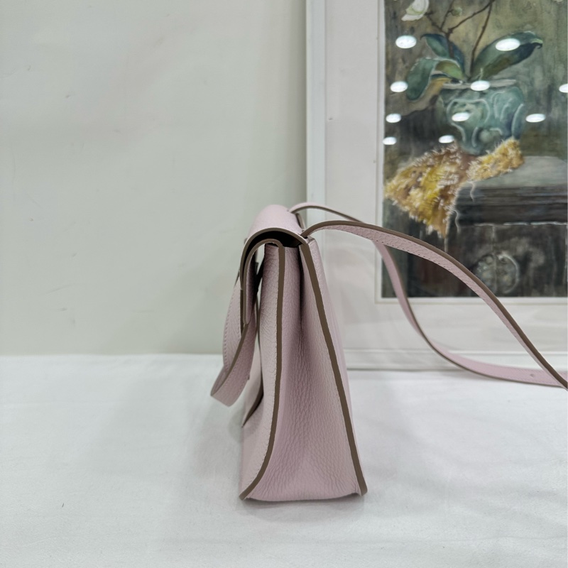 Hermes 愛馬仕 halzan 25 哈喇子25 夢幻紫內拼金棕銀扣 B刻 tc皮-4