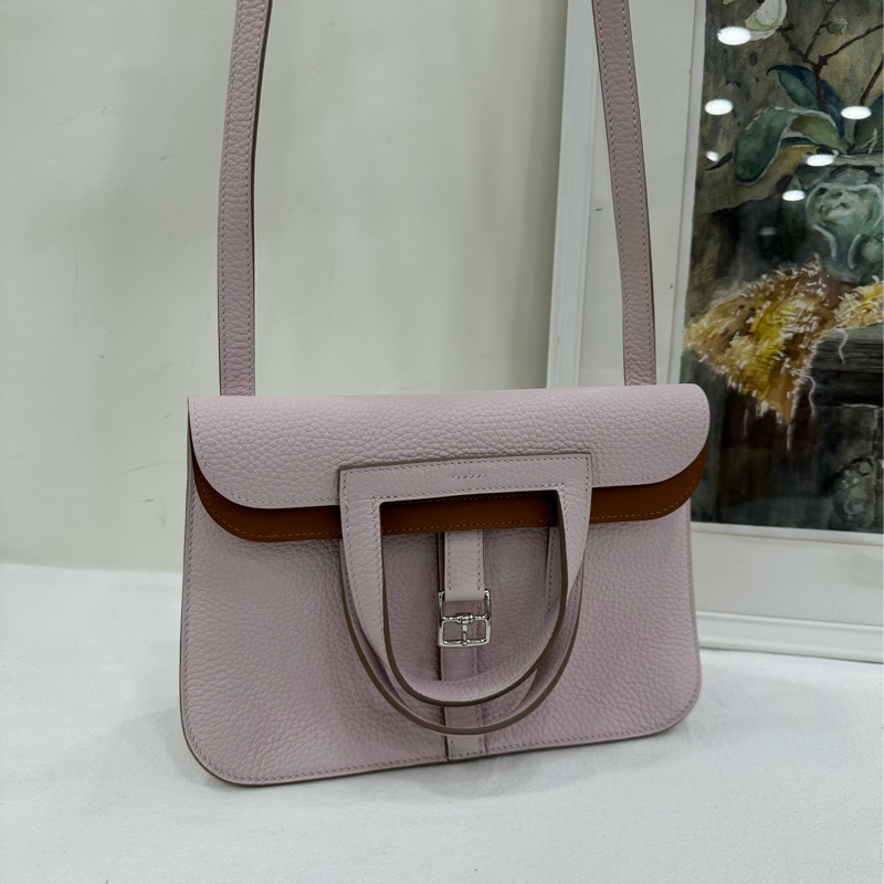 Hermes 愛馬仕 halzan 25 哈喇子25 夢幻紫內拼金棕銀扣 B刻 tc皮-5