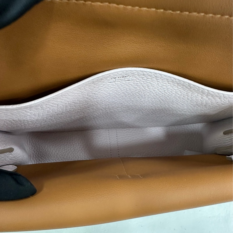 Hermes 愛馬仕 halzan 25 哈喇子25 夢幻紫內拼金棕銀扣 B刻 tc皮-8