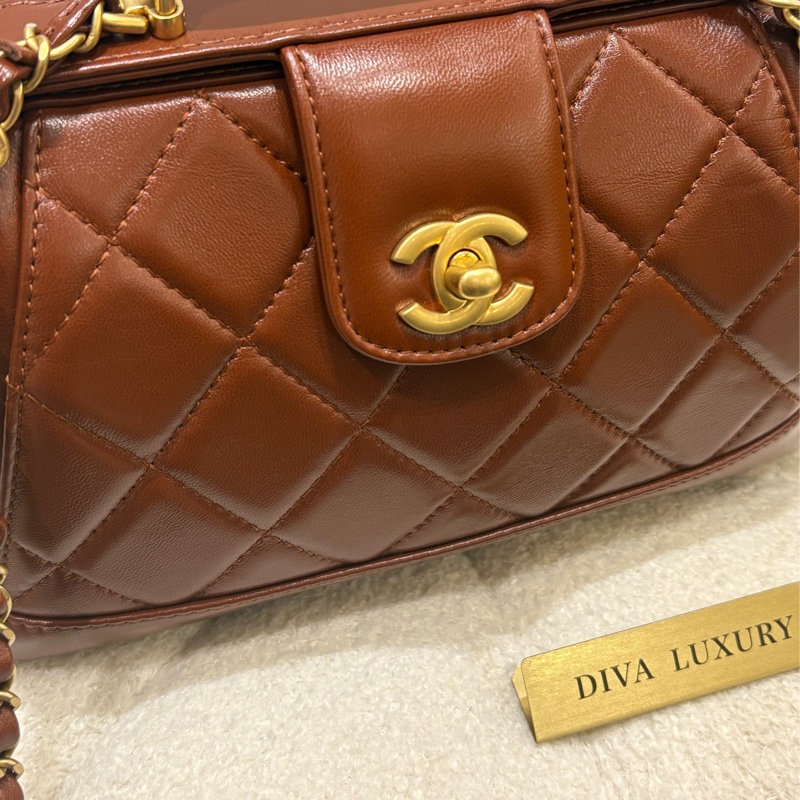 Chanel 24a Doc Bag 焦糖棕色🧸 二手like new-3