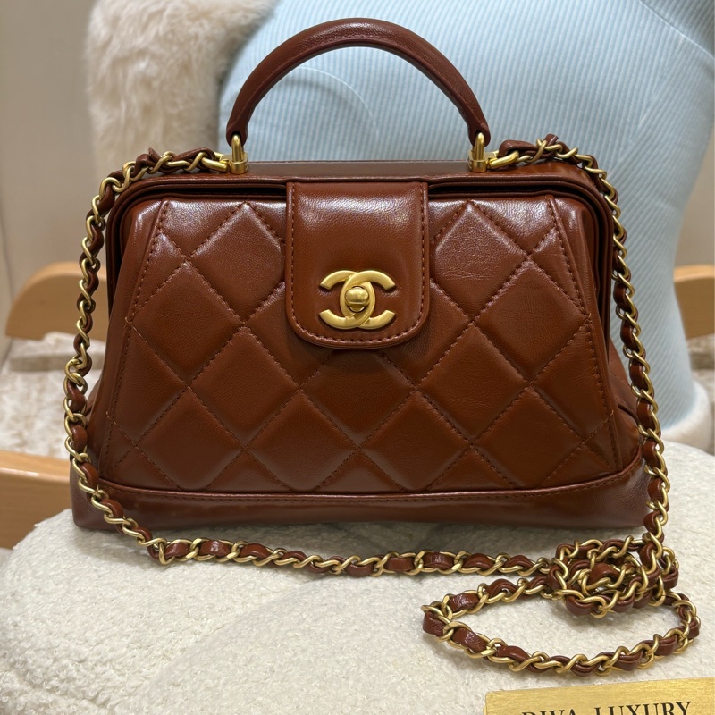 Chanel 24a Doc Bag 焦糖棕色🧸 二手like new-8