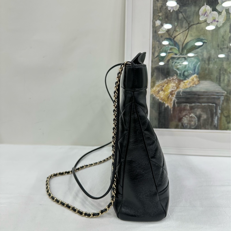 Chanel 24B 31bag大號 黑金牛皮鏈條包 晶片 有購證-3