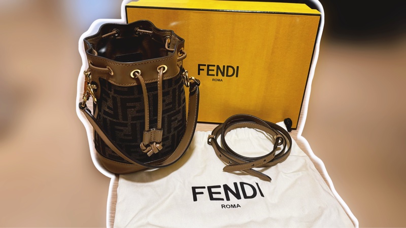 [FENDI]MON TRESOR FF Logo 緹花及皮革二用迷你水桶8BS093 ALP3 F1AOE-6