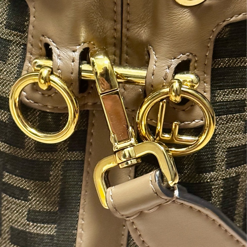 [FENDI]MON TRESOR FF Logo 緹花及皮革二用迷你水桶8BS093 ALP3 F1AOE-29