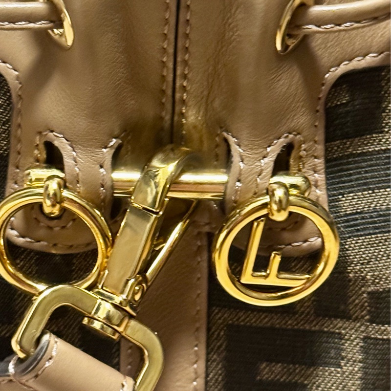 [FENDI]MON TRESOR FF Logo 緹花及皮革二用迷你水桶8BS093 ALP3 F1AOE-30