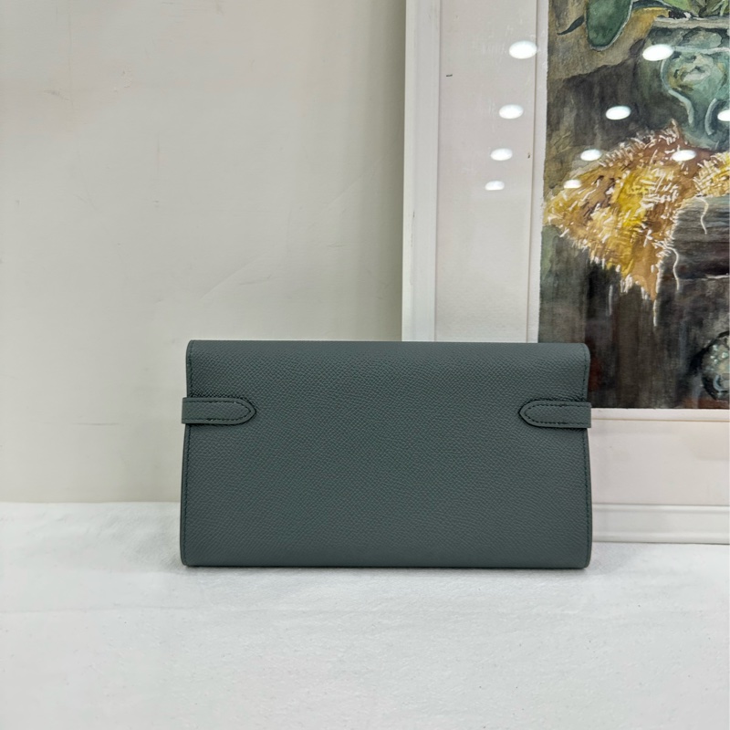 Hermes 愛馬仕  Kelly Long Wallet 長皮夾  杏仁綠 epsom皮，D刻-2