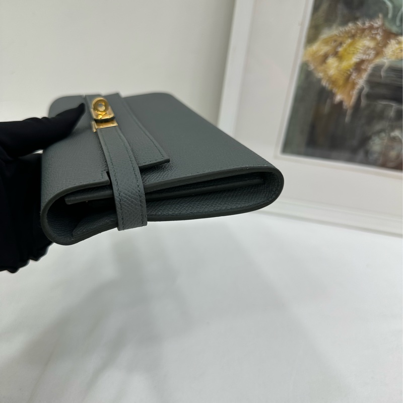Hermes 愛馬仕  Kelly Long Wallet 長皮夾  杏仁綠 epsom皮，D刻-3