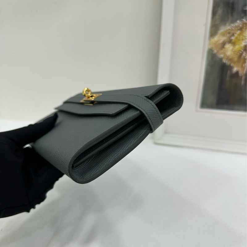 Hermes 愛馬仕  Kelly Long Wallet 長皮夾  杏仁綠 epsom皮，D刻-4