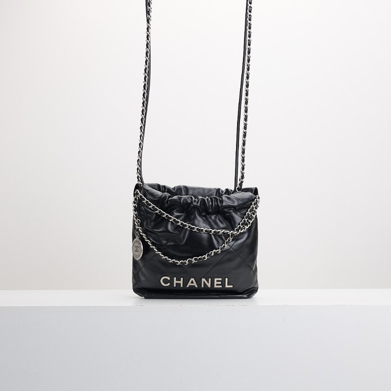二手 Chanel 22bag mini 黑銀-0