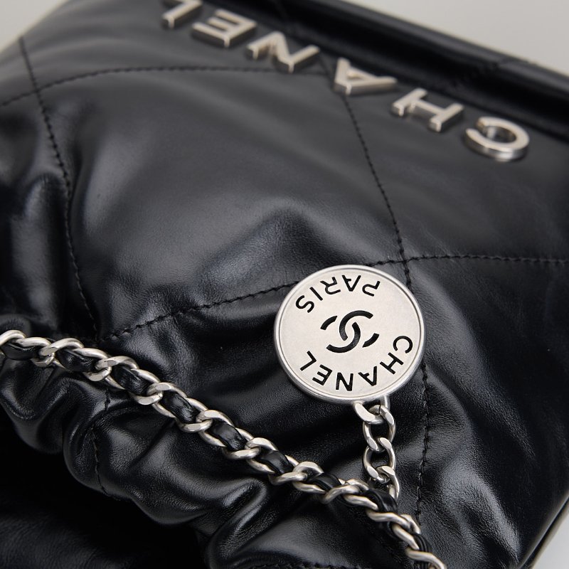 二手 Chanel 22bag mini 黑銀-4