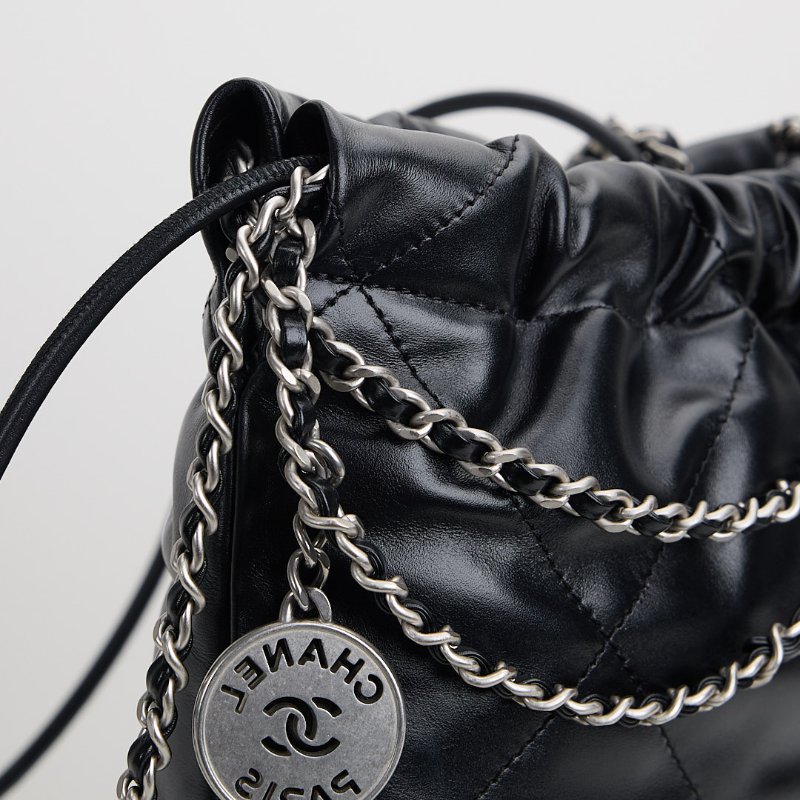 二手 Chanel 22bag mini 黑銀-5