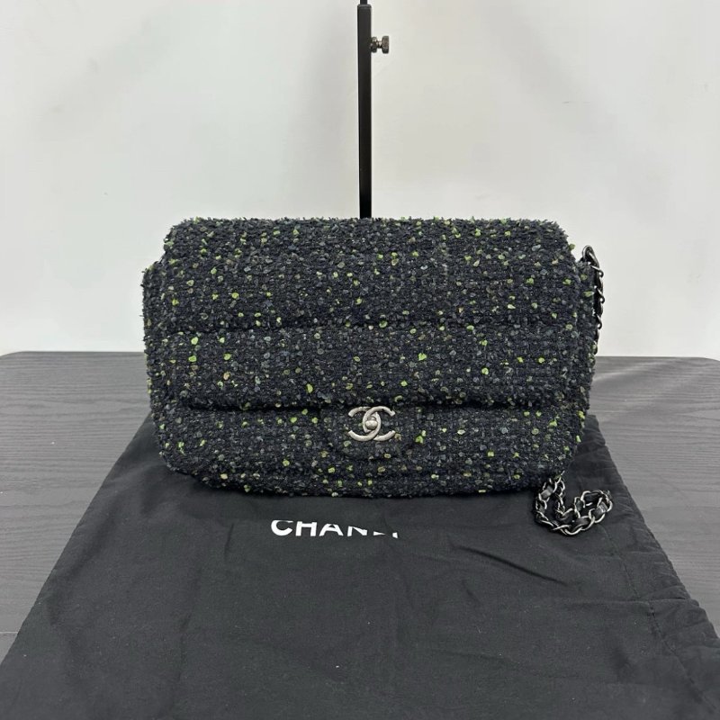 CHANEL 森林系列粗花呢銀扣CF中號 26*19*8 98新配件塵袋-0
