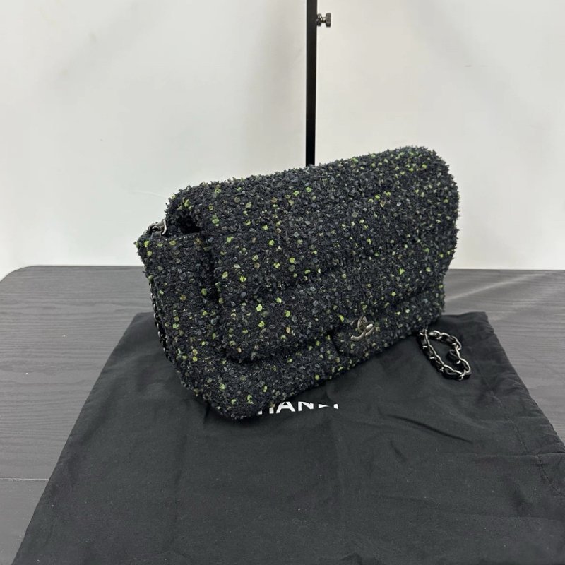 CHANEL 森林系列粗花呢銀扣CF中號 26*19*8 98新配件塵袋-1