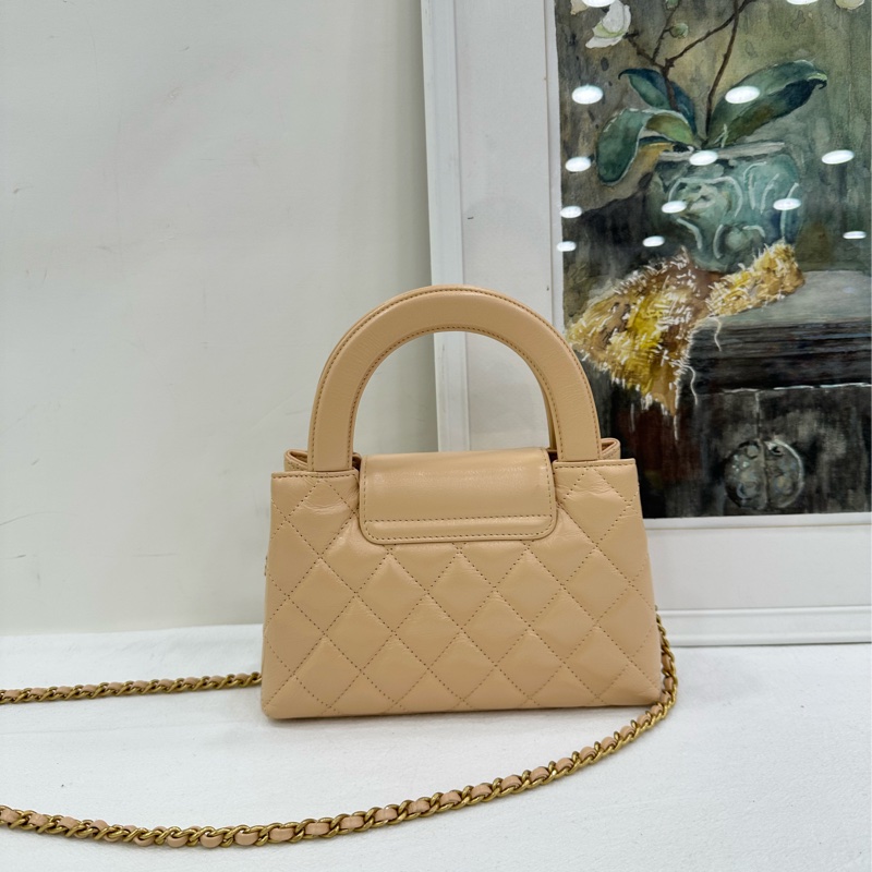 Chanel 香奈兒 25C Kelly 大號 奶茶色 米色，杏色，金扣 copy購證 size：13*19*7-3