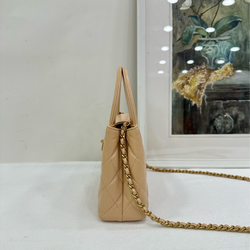 Chanel 香奈兒 25C Kelly 大號 奶茶色 米色，杏色，金扣 copy購證 size：13*19*7-4