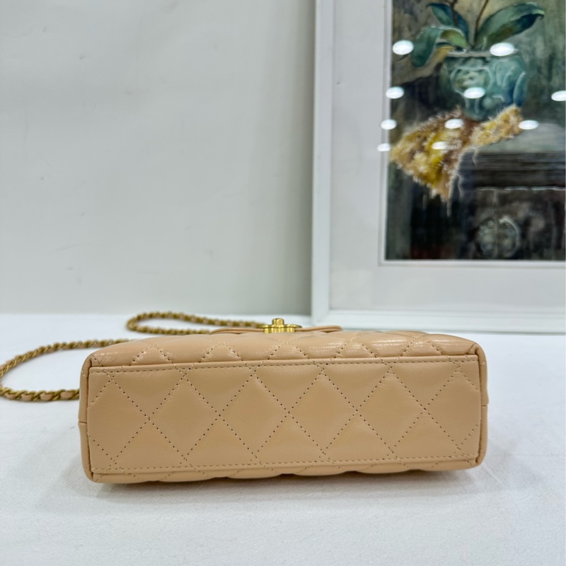 Chanel 香奈兒 25C Kelly 大號 奶茶色 米色，杏色，金扣 copy購證 size：13*19*7-5