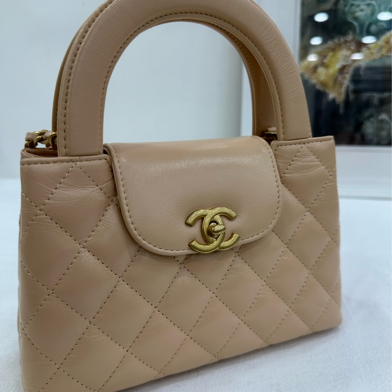 Chanel 香奈兒 25C Kelly 大號 奶茶色 米色，杏色，金扣 copy購證 size：13*19*7-6