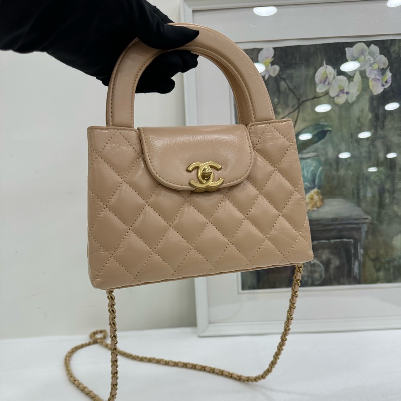 Chanel 香奈兒 25C Kelly 大號 奶茶色 米色，杏色，金扣 copy購證 size：13*19*7-7