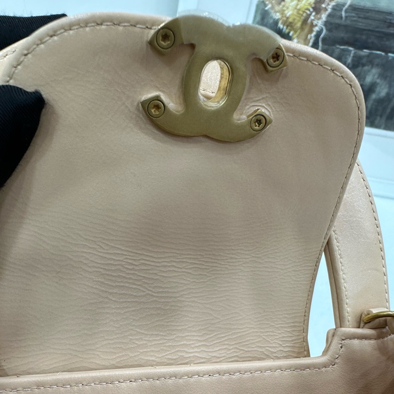 Chanel 香奈兒 25C Kelly 大號 奶茶色 米色，杏色，金扣 copy購證 size：13*19*7-8