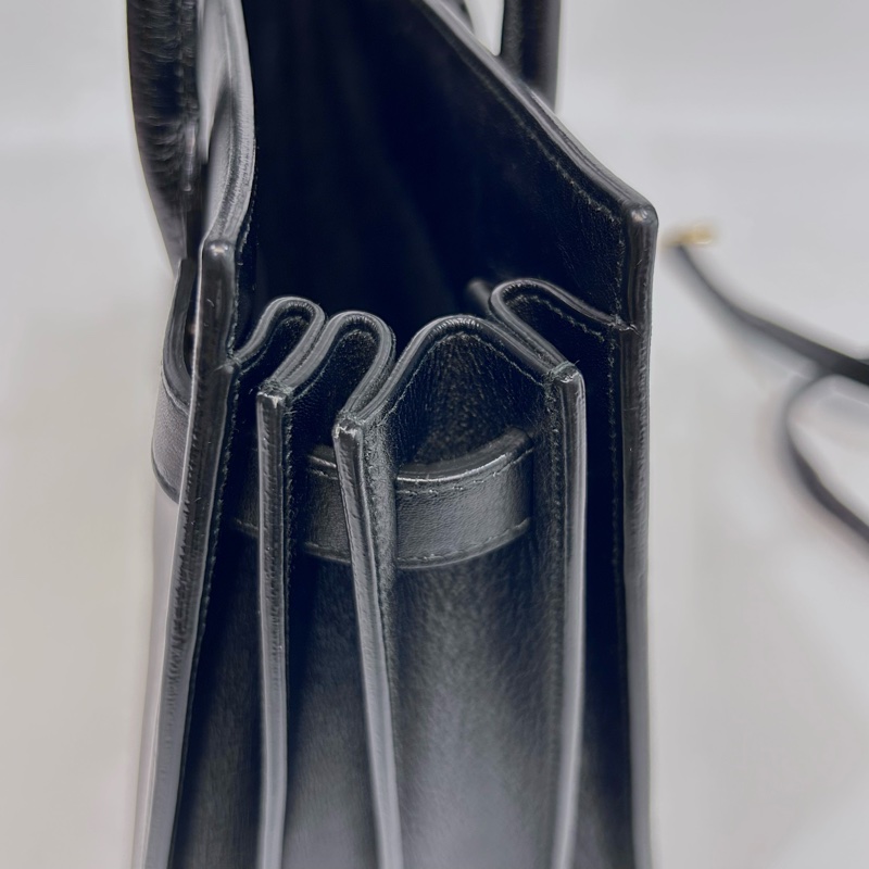 YSL黑金小牛皮SAC DE JOUR手提側背包377183-7