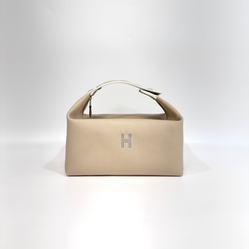 HERMES米白拚灰Bride-a-Brac大型手提收納袋-0