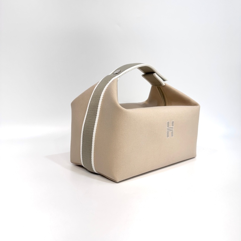 HERMES米白拚灰Bride-a-Brac大型手提收納袋-2