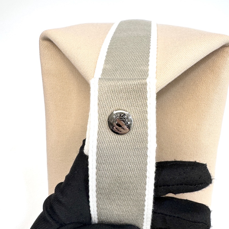 HERMES米白拚灰Bride-a-Brac大型手提收納袋-7