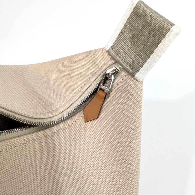 HERMES米白拚灰Bride-a-Brac大型手提收納袋-9