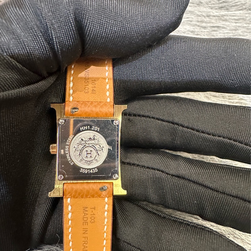 Hermes 經典金棕金Heure H石英腕錶HH1.201-5