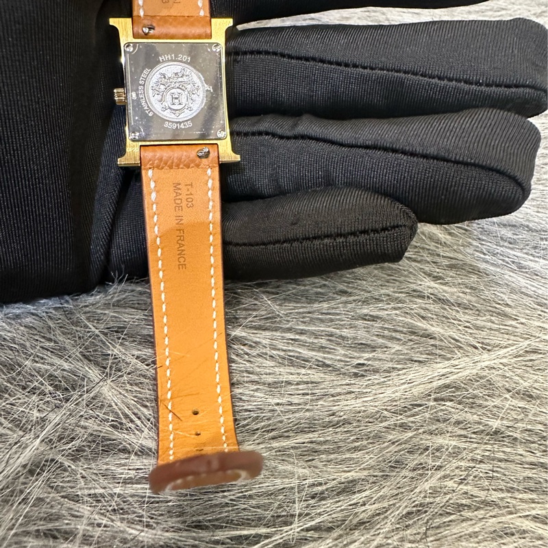Hermes 經典金棕金Heure H石英腕錶HH1.201-6