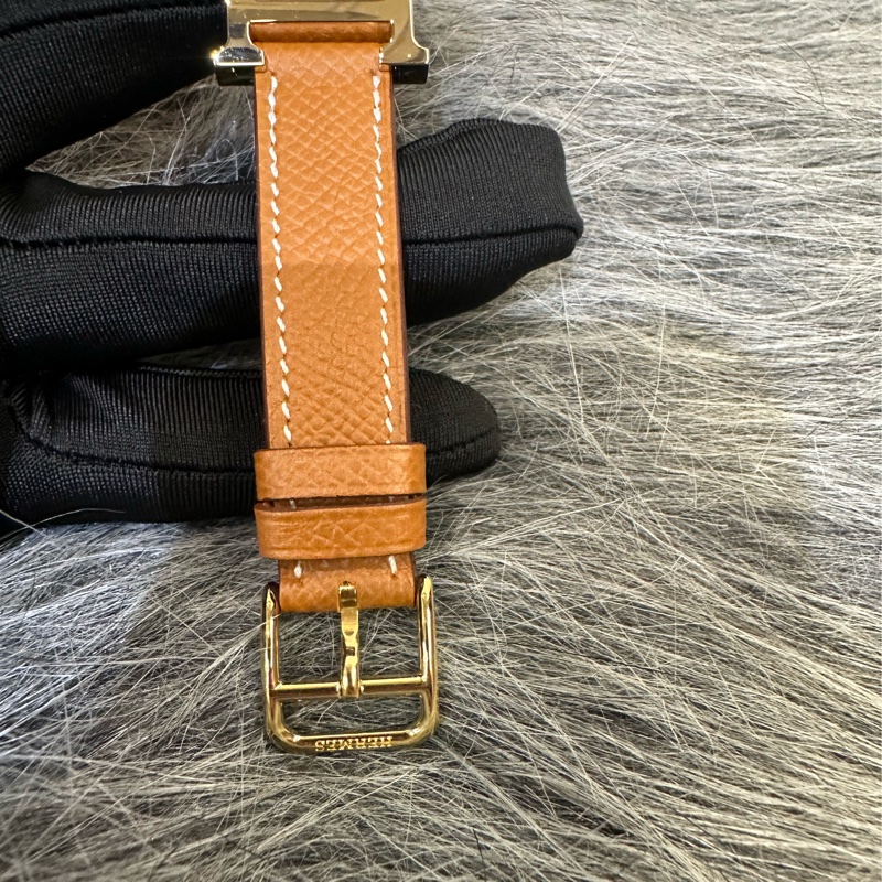 Hermes 經典金棕金Heure H石英腕錶HH1.201-8