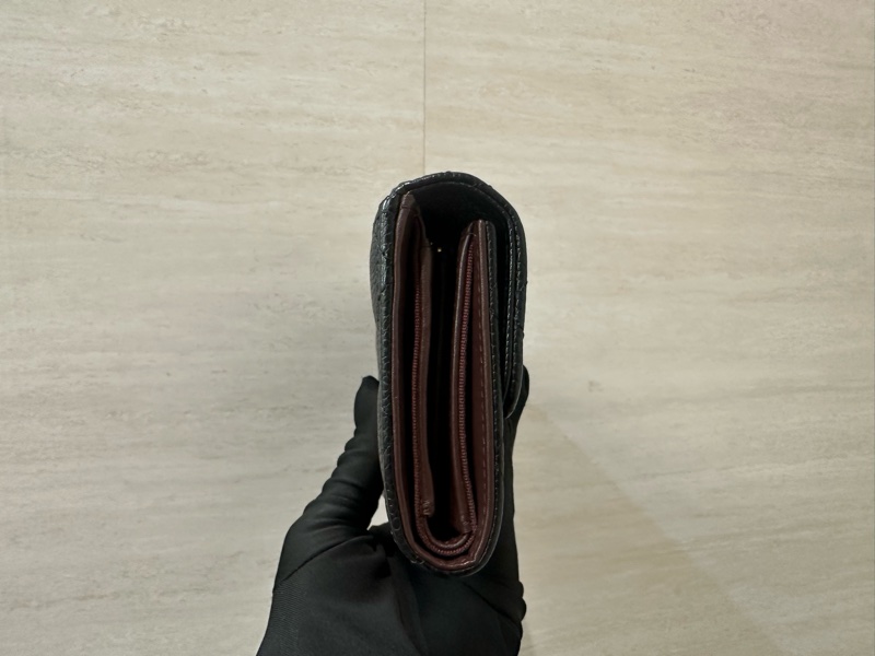 Chanel 黑荔枝牛皮金釦三折內零錢袋5卡中夾AP0232-4