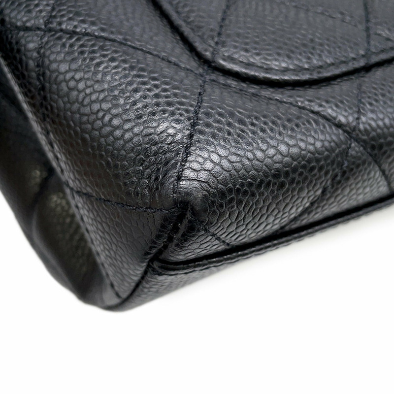 香奈兒 (CHANEL) Matelasse Coco Mark 魚子醬皮革手提包 A12397 黑色手柄包-5