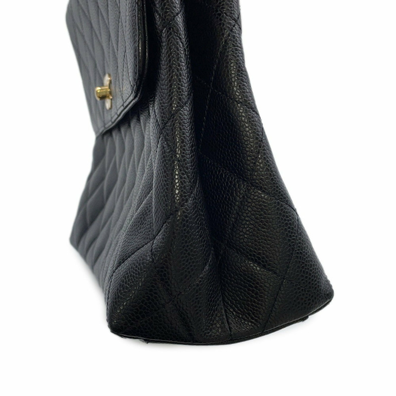 香奈兒 (CHANEL) Matelasse Coco Mark 魚子醬皮革手提包 A12397 黑色手柄包-6